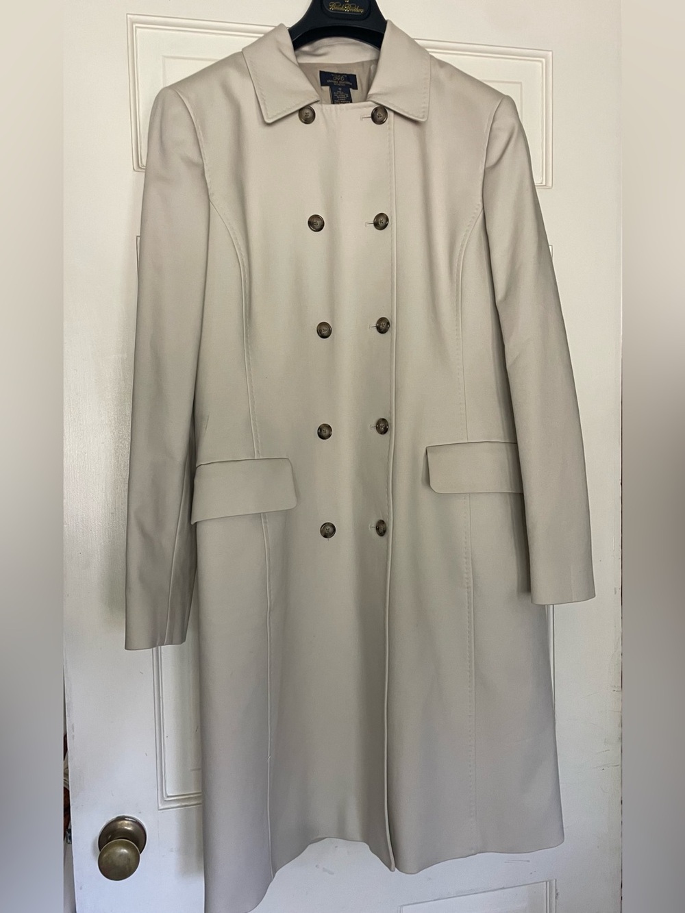 Brooks Brothers Cream Double-Breasted Trench Coat
